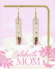 Load image into Gallery viewer, Flower and Bead Drops on Rectangle Earrings
