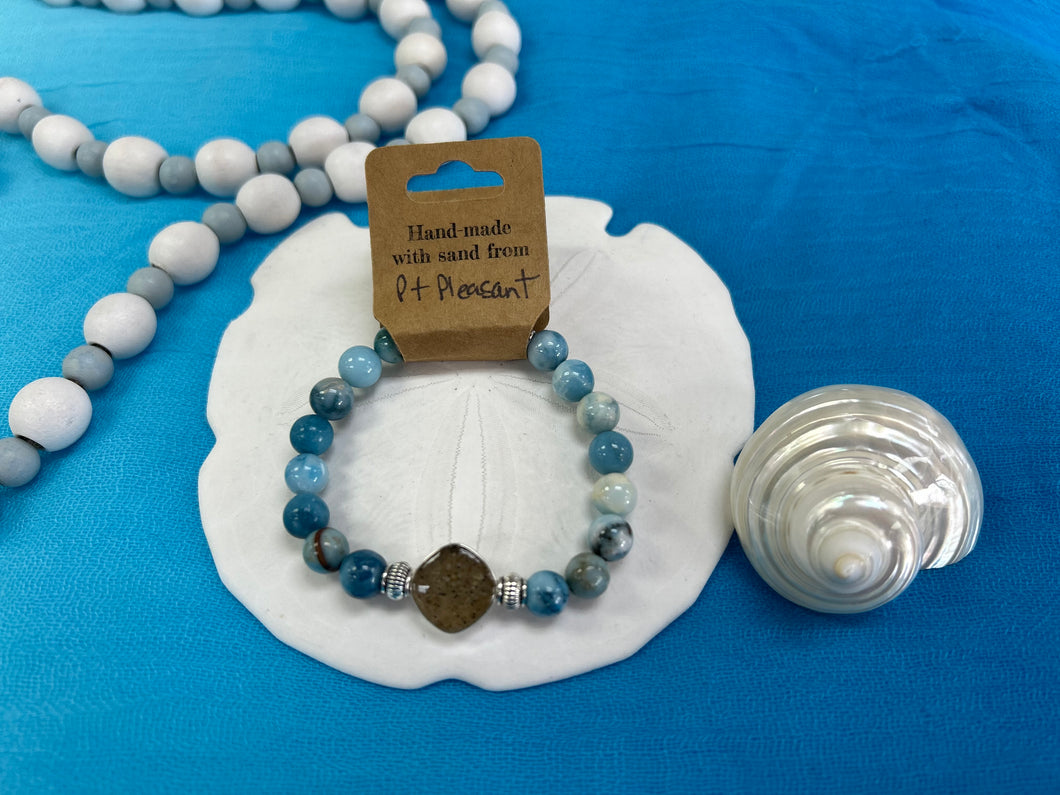 Natural Stone Bracelet with Beach Sand from Point Pleasant Beach, NJ