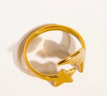 Load image into Gallery viewer, Tasa 18K Gold Non-Tarnish Star and Moon Ring
