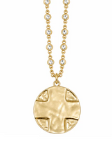 Load image into Gallery viewer, 18" Gold Bezel Chain Necklace w/ Gold Lord's Prayer

