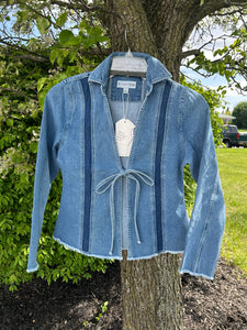So Cute! Slim Denim Jacket with Tie Front