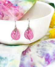 Load image into Gallery viewer, Pink Textured Tear Earrings
