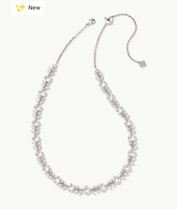 Kendra Scott Rosalie Tennis Necklace- Rhodium Silver White Crystal