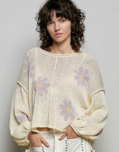 Load image into Gallery viewer, Cream with Lavender Daisies Crocheted Sweater
