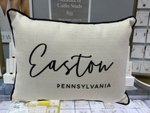 Load image into Gallery viewer, Thin Script Easton Pennsylvania Pillow
