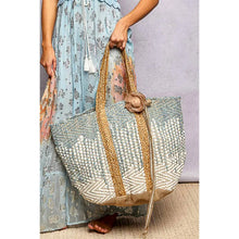 Load image into Gallery viewer, Sky and Ivory Large Jute Tote
