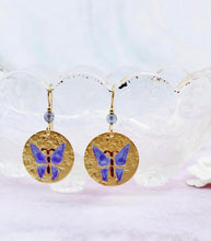 Load image into Gallery viewer, Butterfly on Disc Earrings
