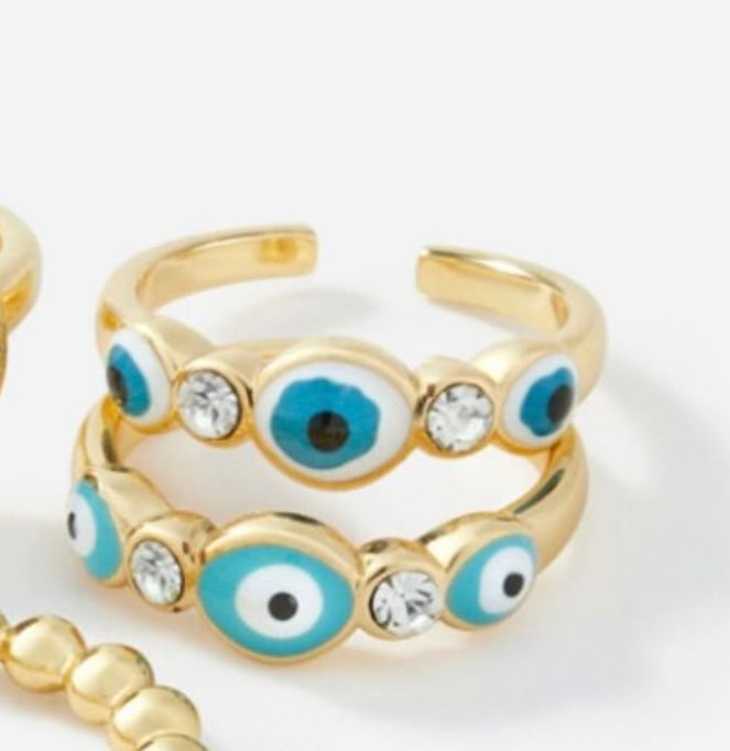 Gold Evil Eye Rings -  4 assorted