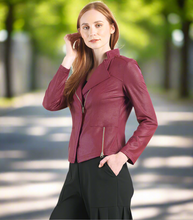 Load image into Gallery viewer, Merlot Liquid Leather Jacket by Clara Sunwoo
