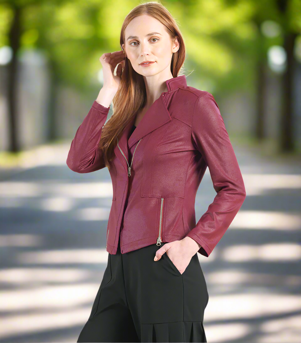 Merlot Liquid Leather Jacket by Clara Sunwoo – Something Different