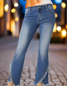 EverStretch Flare with Crossover Fringe Bottom Jeans