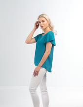 Load image into Gallery viewer, Teal Flutter Sleeve Top
