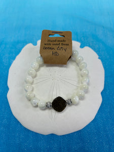 OCMD-Natural Stone Bracelet with Beach Sand from Ocean City, Maryland