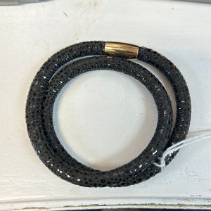 Double Black Reptile 8.0 Gold Leather Bracelet