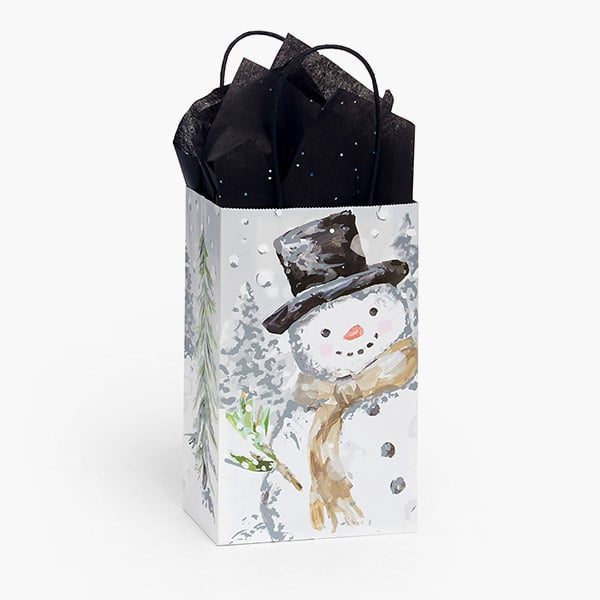 Small Silver Snowman Gift Bag