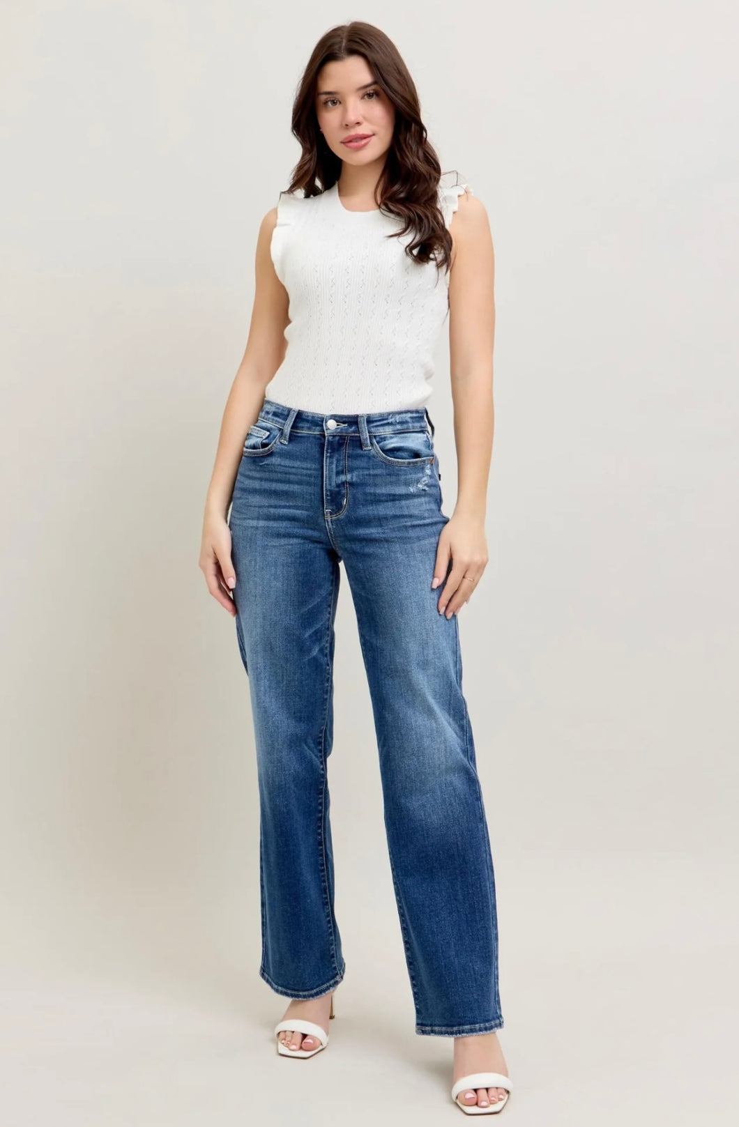 Judy Blue High Waist 90's Straight Leg Jeans dark wash
