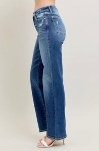 Judy Blue High Waist 90's Straight Leg Jeans dark wash