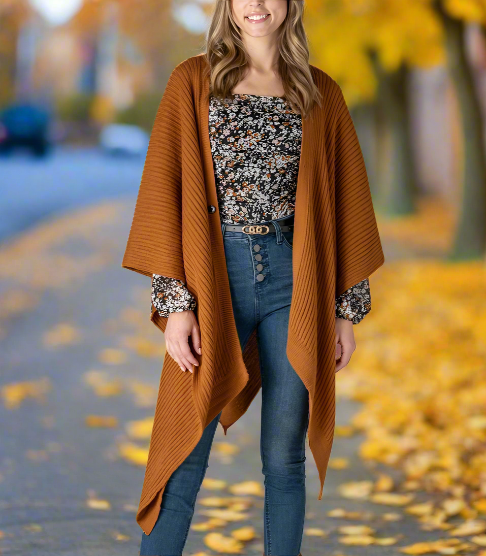 Heritage Sweater Wrap - Pumpkin/ Cognac