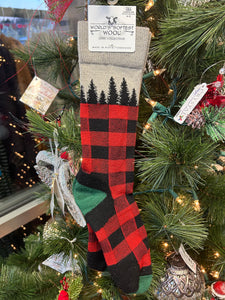 Wool Buffalo Tree Plaid Socks-Made in the USA