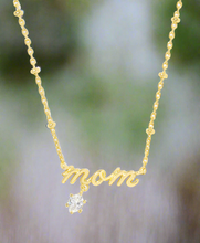 Load image into Gallery viewer, Kendra Scott Mom Crystal Pendant Necklace in gold or silver
