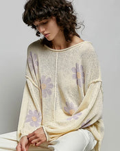 Load image into Gallery viewer, Cream with Lavender Daisies Crocheted Sweater
