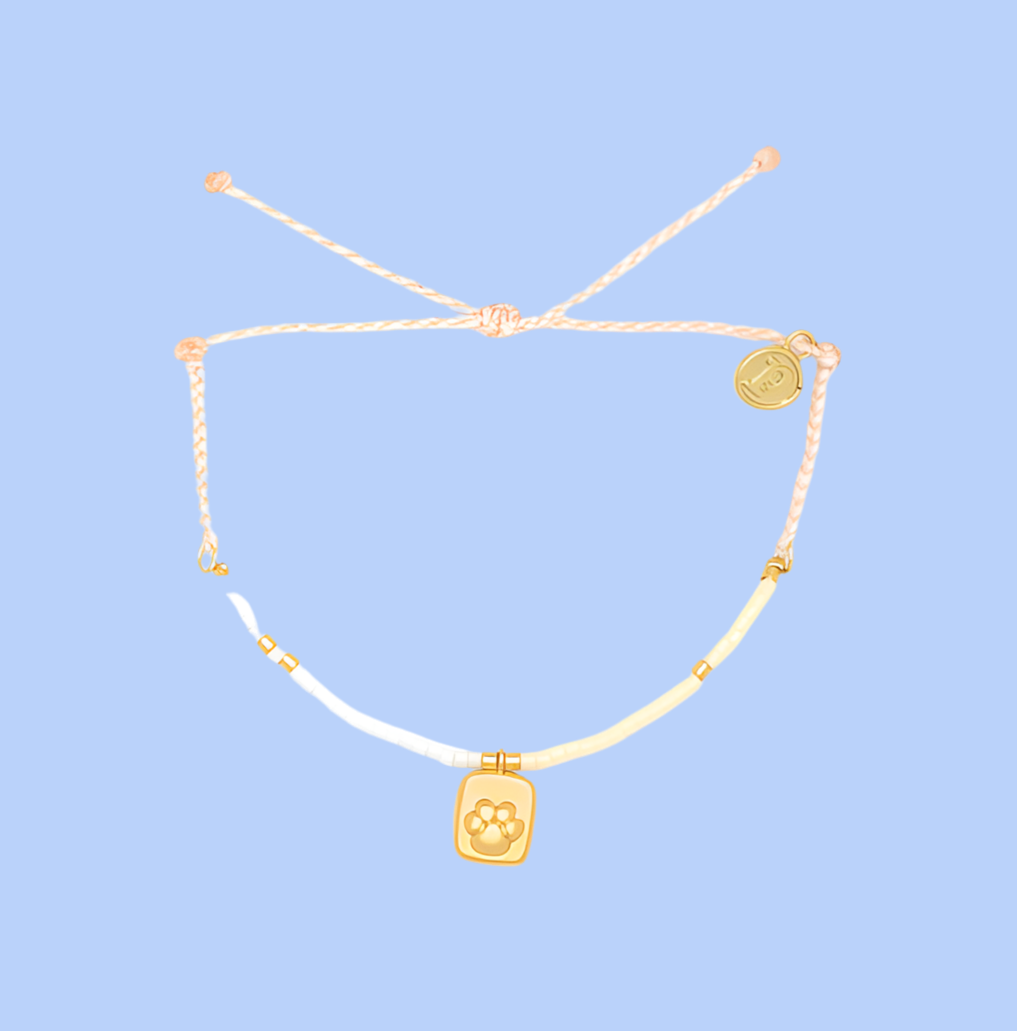 Pura Vida Paw Print Seed Bead Charm Bracelet