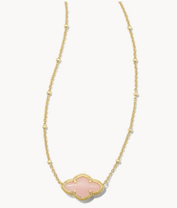 Abbie Pendant Necklace Gold Rose Quartz