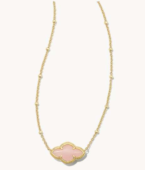 Abbie Pendant Necklace Gold Rose Quartz