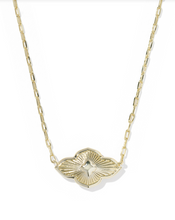 Load image into Gallery viewer, Abbie Medallion Gold Short Pendant Necklace Gold - Pink Mix
