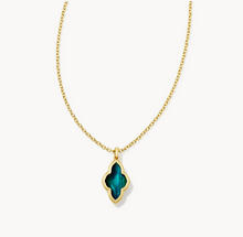 Load image into Gallery viewer, Kendra Scott Gold Framed Abbie Necklace In Teal Tiger&#39;s Eye
