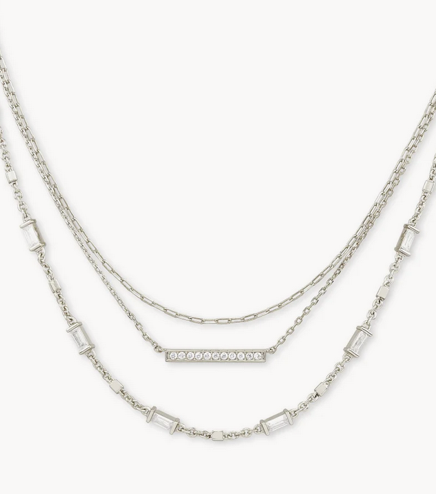 Kendra Scott Silver Addison Triple Strand Necklace