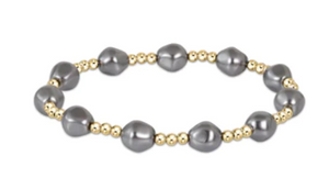 Admire Gold 3mm Bead Bracelet - Pearl - Dark Grey