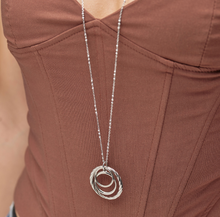 Load image into Gallery viewer, Amy Silver Layered Rings Long Necklace by Brosway
