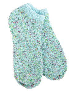 Aqua Blue Confetti Cozy Low Socks