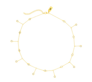 Arabella Shaker Crystal Teared Necklace In Gold