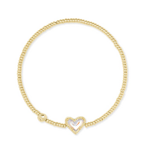 Ari Heart Stretch Bracelet Gold Dichroic Glass