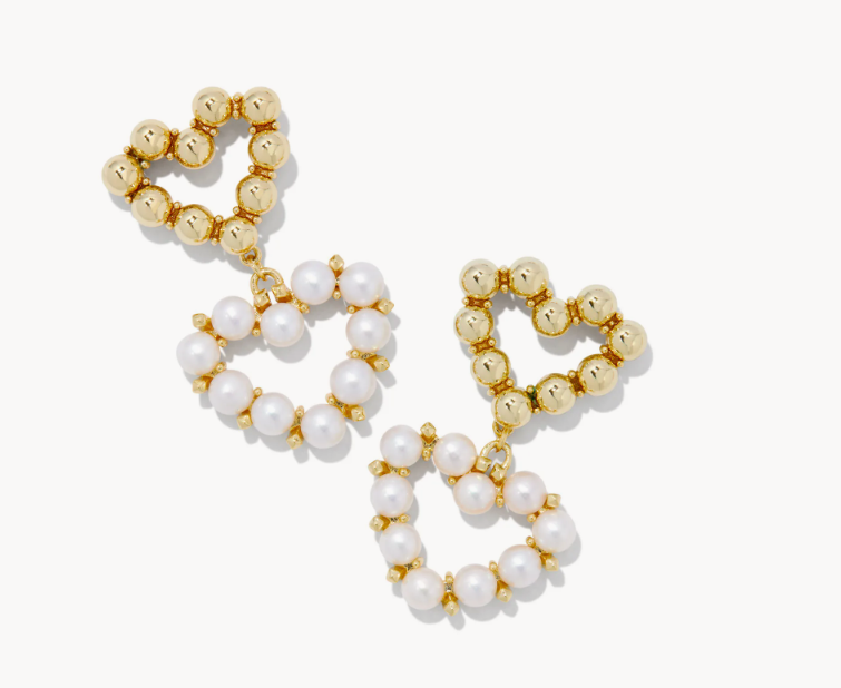 Kendra Scott Ashton Heart Drop Earrings Gold White Pearl- SALE