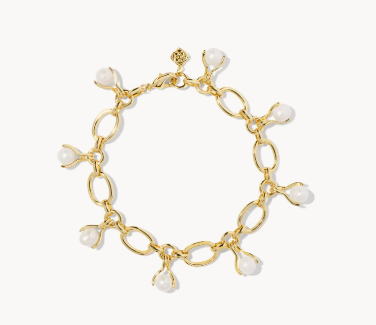 Kendra Scott Ashton Pearl Chain Bracelet White Pearl Gold