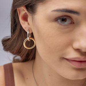 Aura Stainless-Steel Two-Tone Linked Ring Earrings Brosway