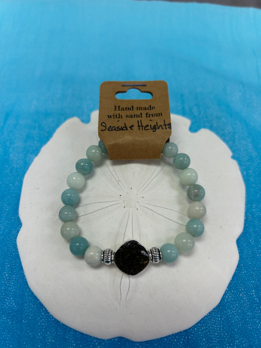 Natural Stone Bracelet with Beach Sand from Seaside Heights, NJ