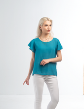Load image into Gallery viewer, Teal Flutter Sleeve Top
