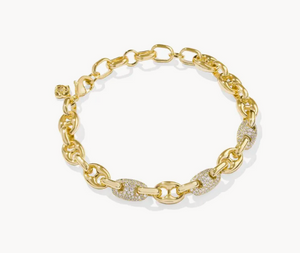 Bailey Pave Chain Bracelet White Crystal in Gold or Silver