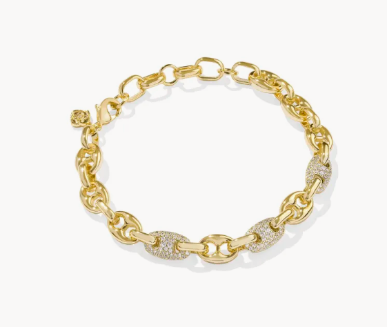 Bailey Pave Chain Bracelet White Crystal in Gold or Silver