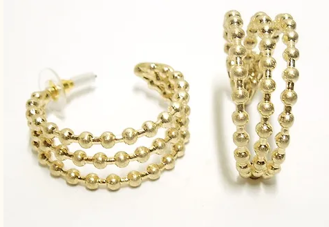 Ball-Linked Hoop Earrings Gold