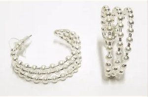 Ball-Linked Hoop Earrings Silver