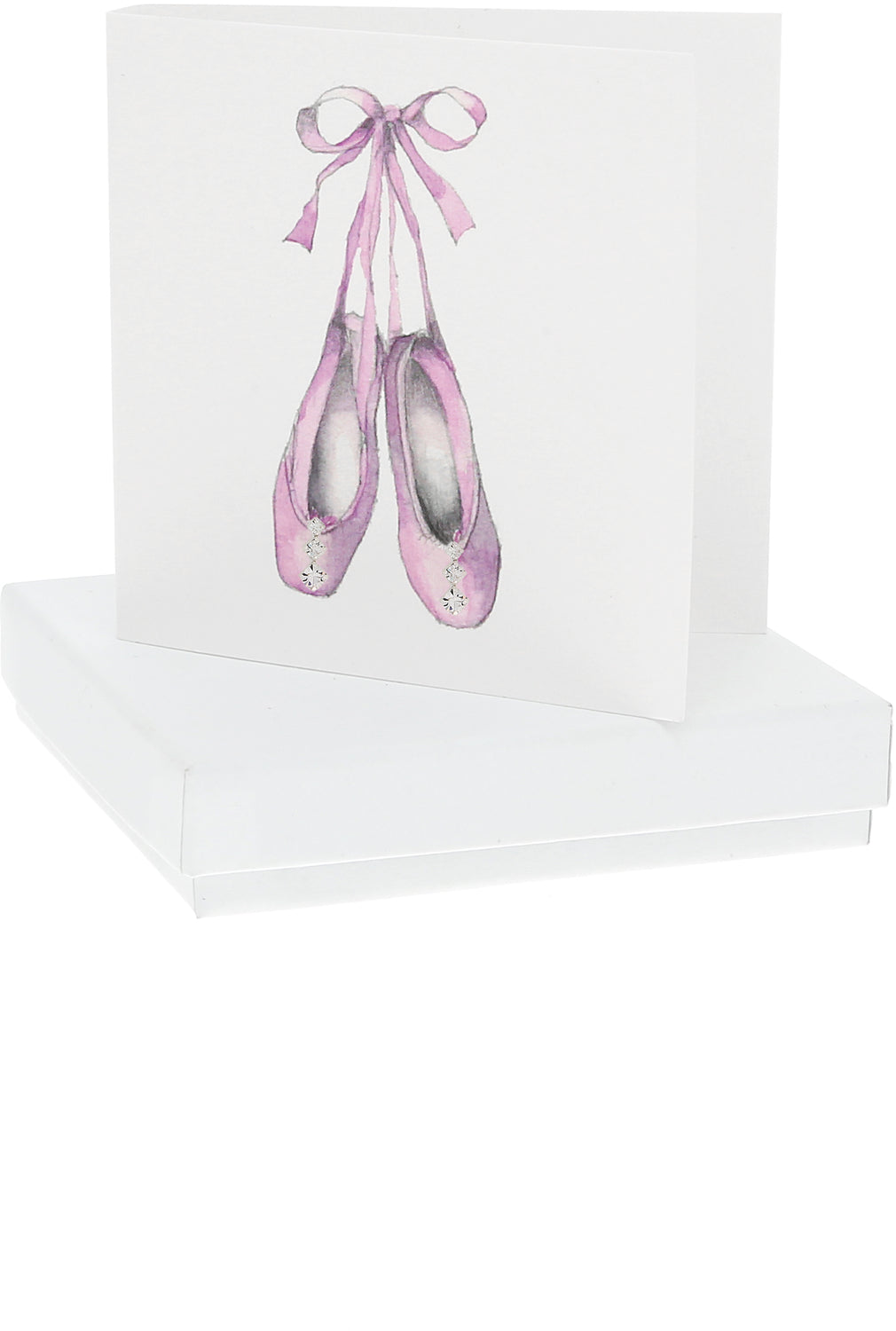 Ballet Slippers Gift Card with sterling Silver and Cubic Zirconia Earrings