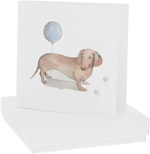 Balloon and Dog Card with Sterling Silver and Cubic Zirconia Earrings