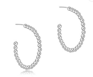 Beaded Classic 4mm Sterling Silver 1.25" Post Hoops