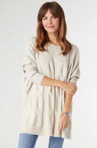 Heavenly-Luxe Relaxed Cable Knit Sweater - Oatmeal