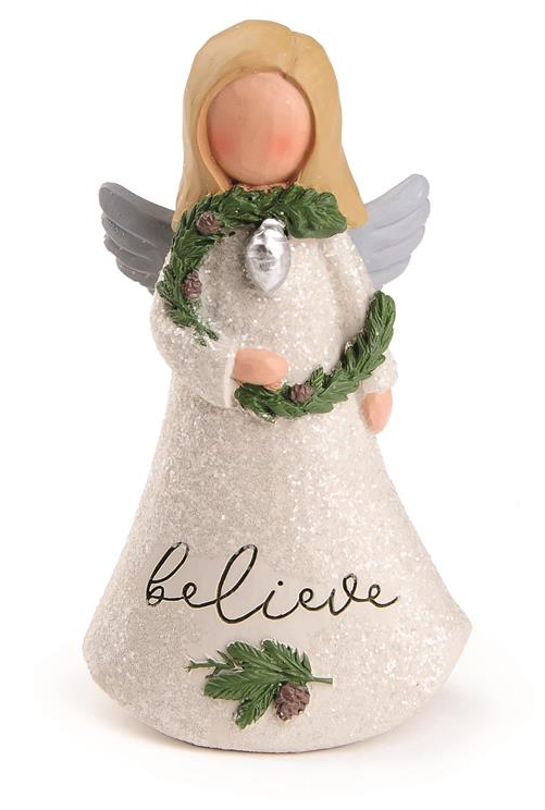 Believe Angel with Wreath Figurine